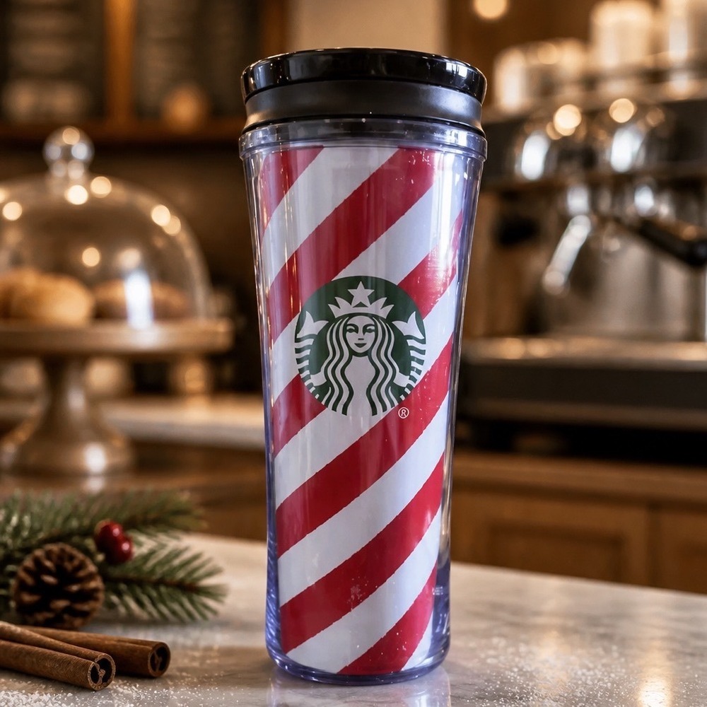 Starbucks Vintage Holiday 2009 Candy‎ Cane Striped Travel Cup